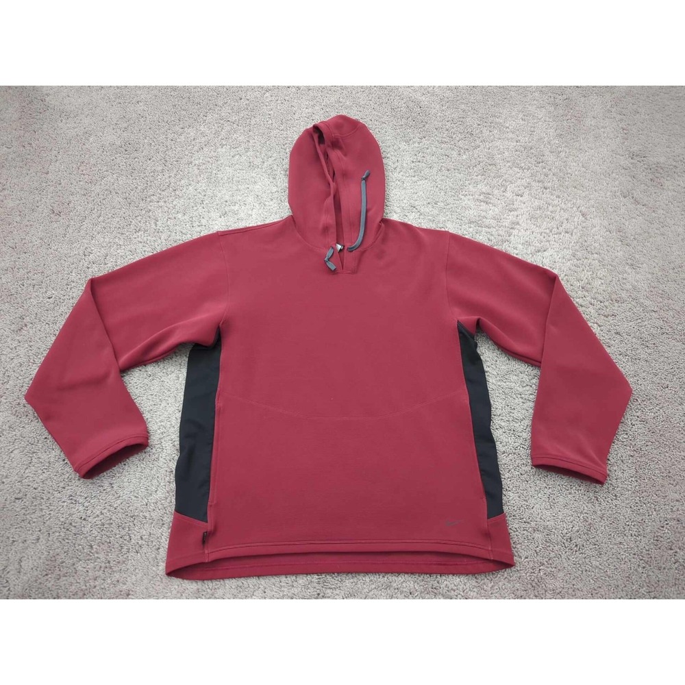 Nike Hoodie Mens‎ Medium Red Pullover Sweatshirt Long Sleeve Dri-Fit Athletic